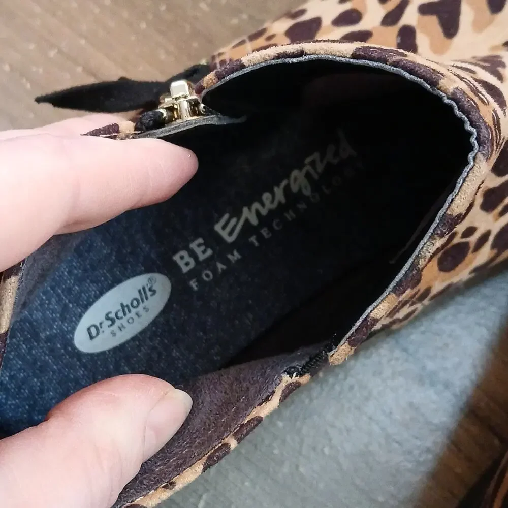 Dr. Scholl's Leopard Print Side Zip Booties Size 8